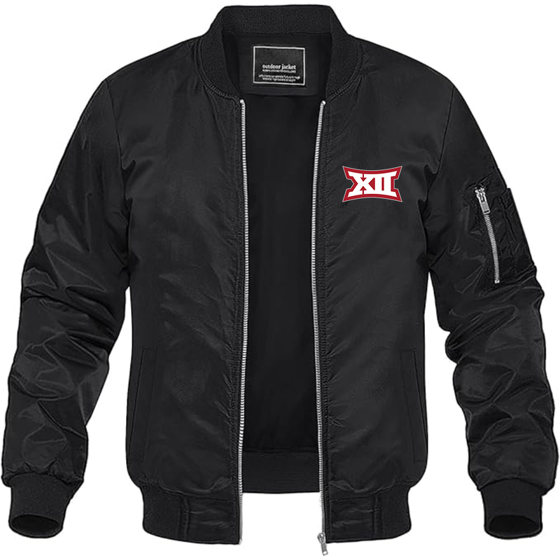 Men's  Big 12 Conference Lightweight Bomber Jacket Windbreaker Softshell Varsity Jacket Coat