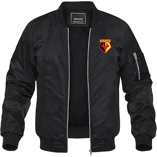 Men's  Watford Soccer Lightweight Bomber Jacket Windbreaker Softshell Varsity Jacket Coat