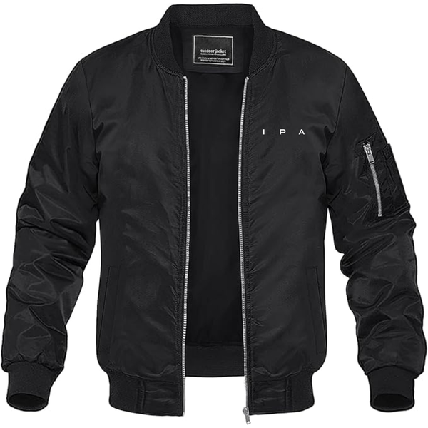 Men's IPA Logo Lightweight Bomber Jacket Windbreaker Softshell Varsity Jacket Coat