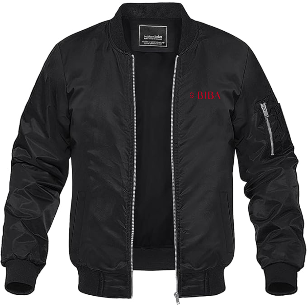 Men's Biba Logo Lightweight Bomber Jacket Windbreaker Softshell Varsity Jacket Coat