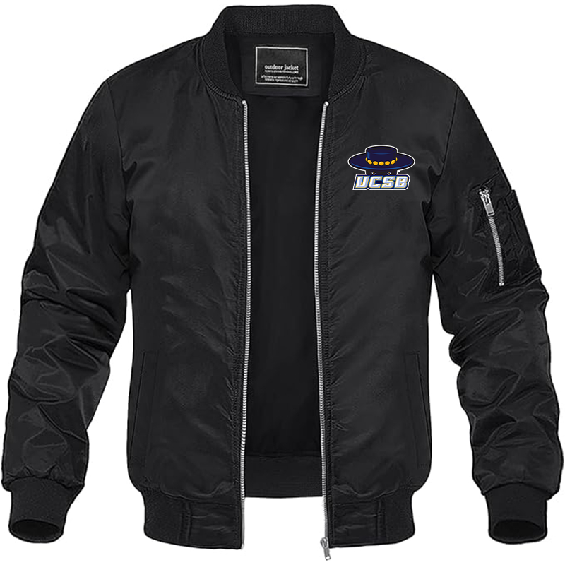 Men's UCSB Gauchos Lightweight Bomber Jacket Windbreaker Softshell Varsity Jacket Coat