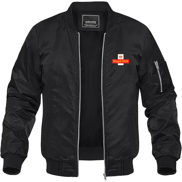 Men's  Royal Mail   Logo Lightweight Bomber Jacket Windbreaker Softshell Varsity Jacket Coat