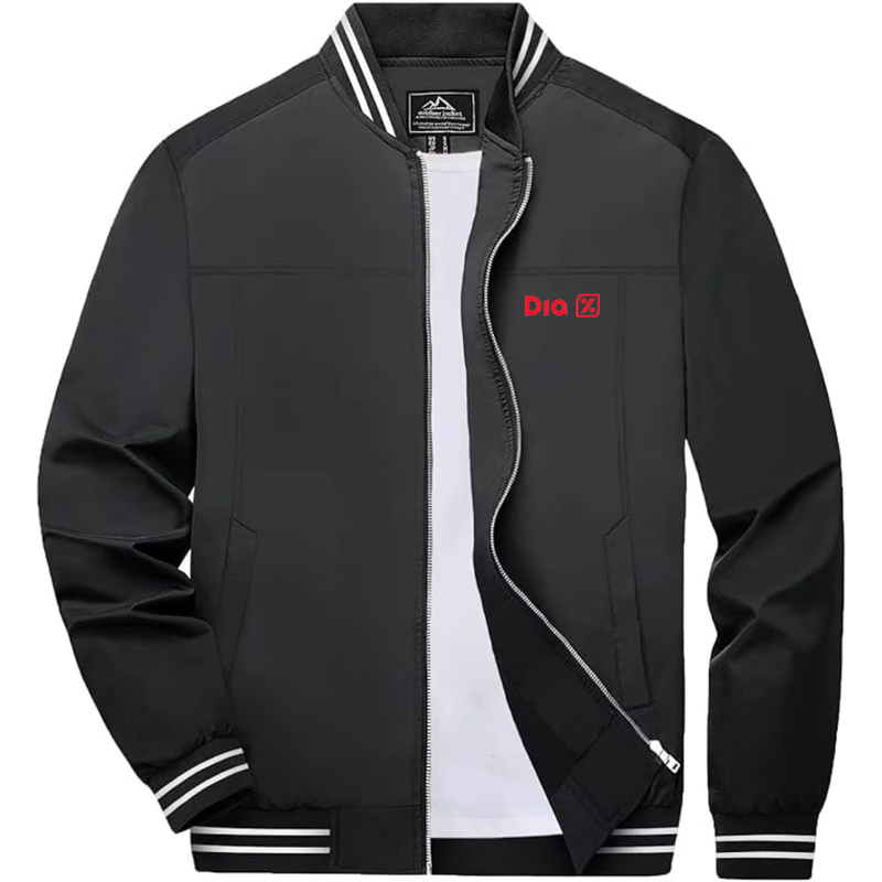 Men's  Dia  Lightweight Zip-Up Bomber Jacket with Ribbed Collar and Cuffs Versatile Casual Outerwear
