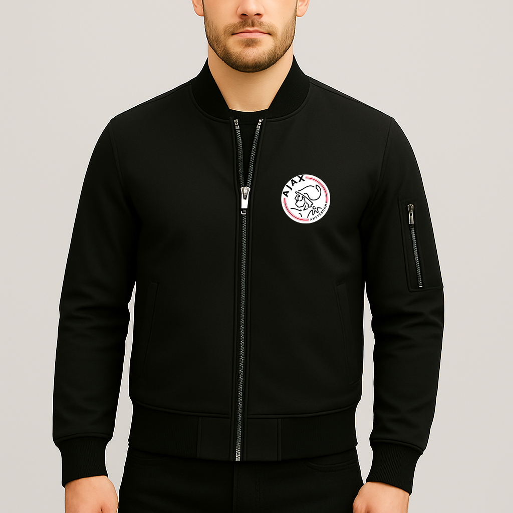 Men's Amsterdamsche FC Ajax Lightweight Bomber Jacket Windbreaker Softshell Varsity Jacket Coat