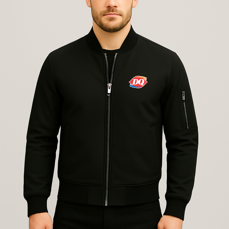 Men's  DQ Dairy Queen Lightweight Bomber Jacket Windbreaker Softshell Varsity Jacket Coat