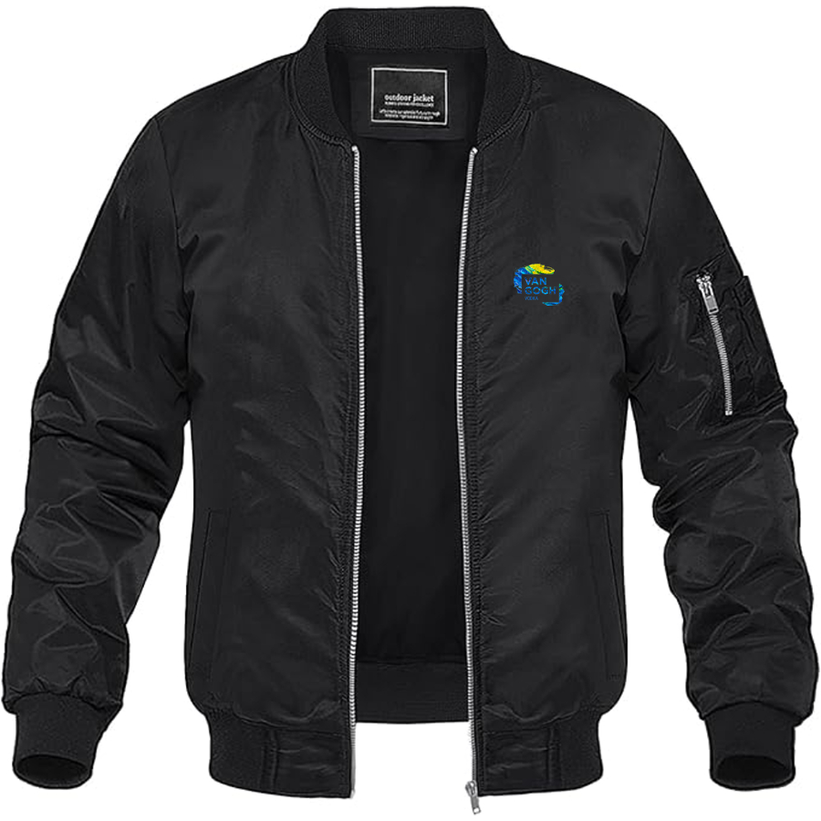 Men's Van Gogh Logo Lightweight Bomber Jacket Windbreaker Softshell Varsity Jacket Coat
