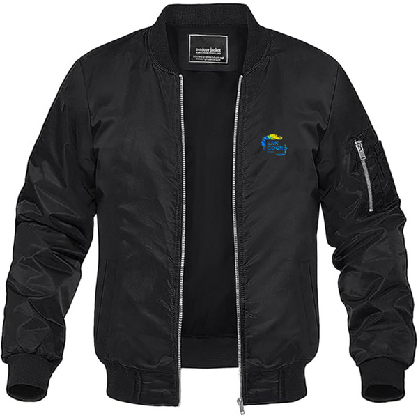 Men's Van Gogh Logo Lightweight Bomber Jacket Windbreaker Softshell Varsity Jacket Coat