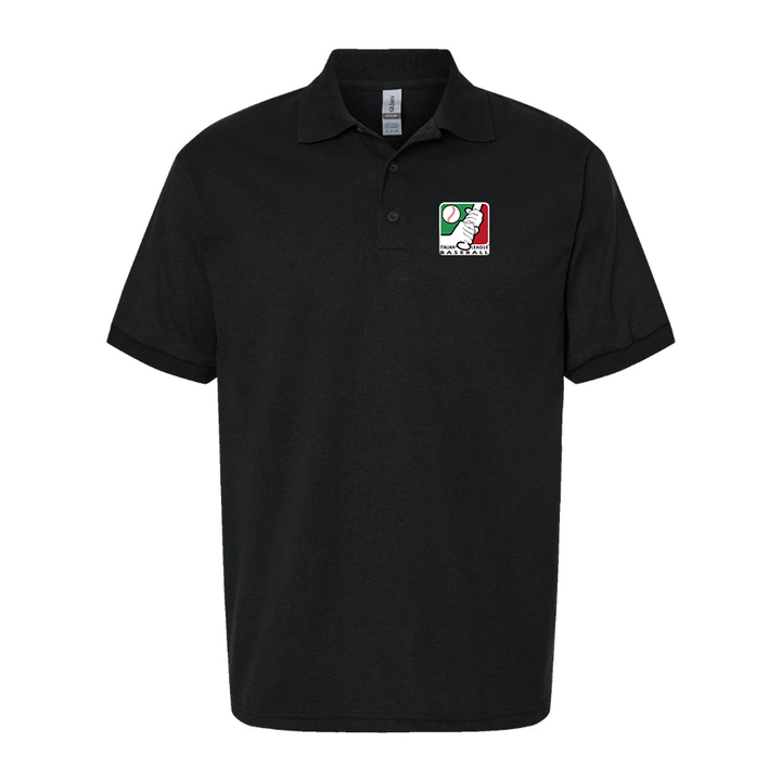 Men's Italian Baseball League Logo Dry Blend Polo - Black