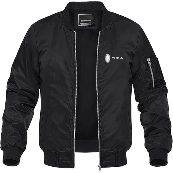 Men's ORA Logo Lightweight Bomber Jacket Windbreaker Softshell Varsity Jacket Coat