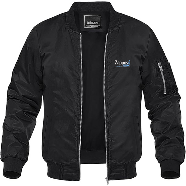 Men's Zappos Logo Lightweight Bomber Jacket Windbreaker Softshell Varsity Jacket Coat