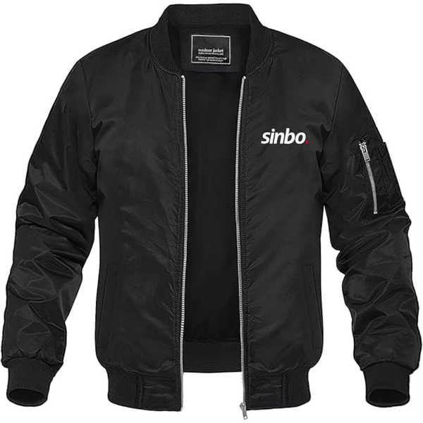 Men's Sinbo Logo Lightweight Bomber Jacket Windbreaker Softshell Varsity Jacket Coat