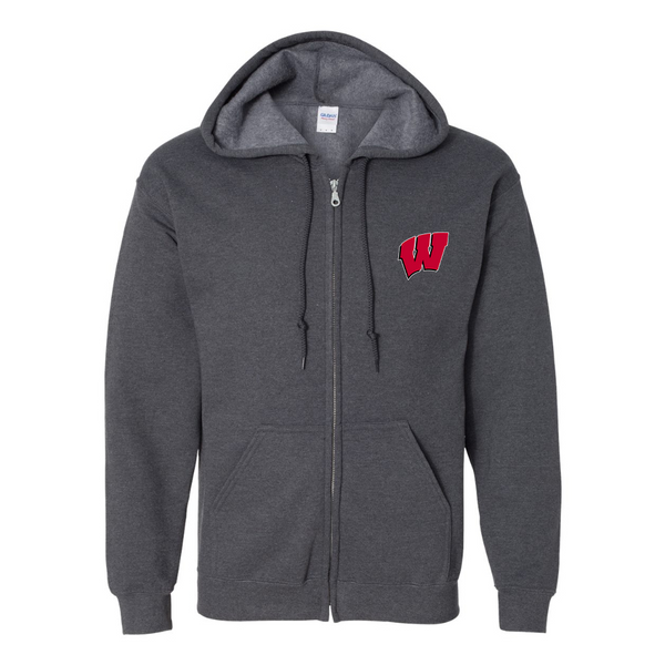 Men's  Wisconsin Badgers JERZEES NuBlend Full-Zip Hooded Sweatshirt