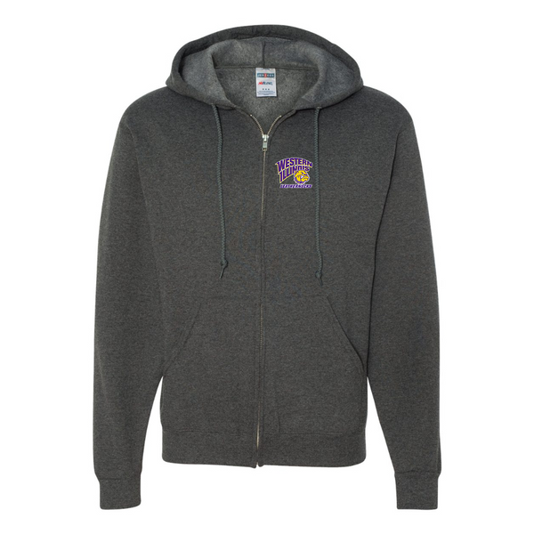 Men's Western Illinois Leathernecks JERZEES NuBlend Full-Zip Hooded Sweatshirt
