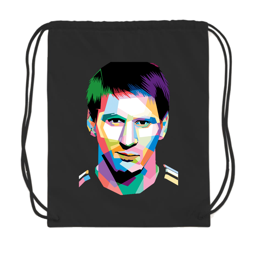 Lionel Messi Face Art SoccerDrawstring Bag