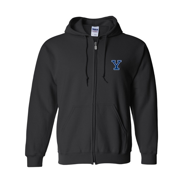 Men's Yale Bulldogs Gildan  Heavy Blend Full Zip Hooded Sweatshirt