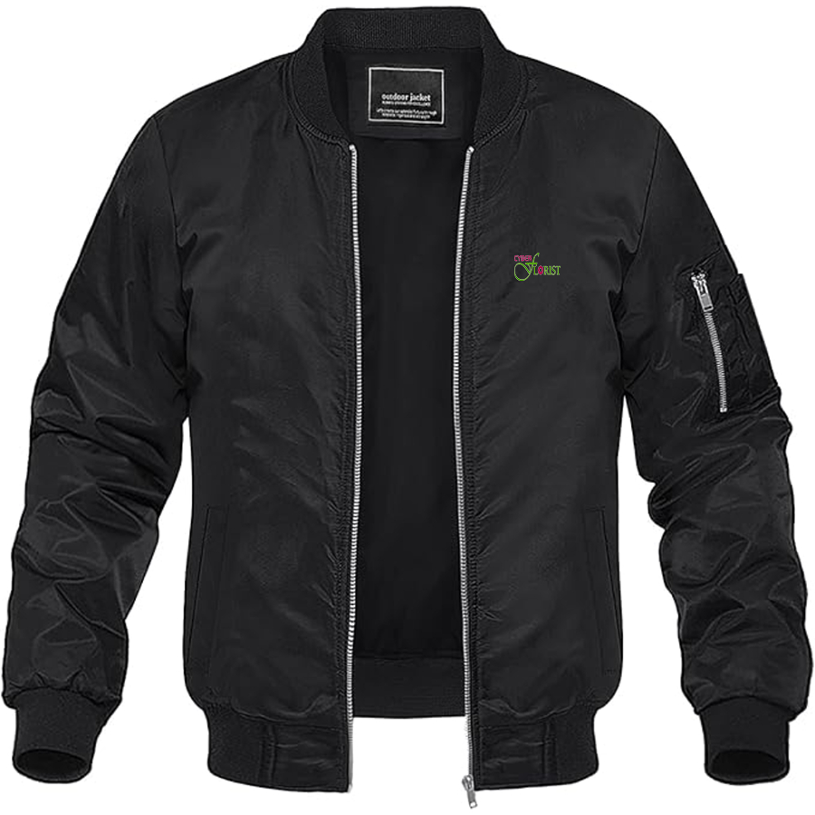 Men's Cyber Florist Logo Lightweight Bomber Jacket Windbreaker Softshell Varsity Jacket Coat