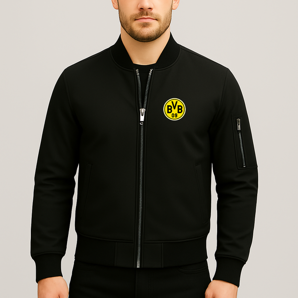 Men's Borussia Dortmund BVB FC Lightweight Bomber Jacket Windbreaker Softshell Varsity Jacket Coat