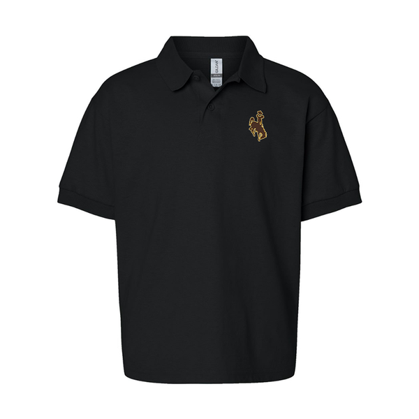 Youth   Wyoming Cowboys Gildan Dry Blend Jersey Polo