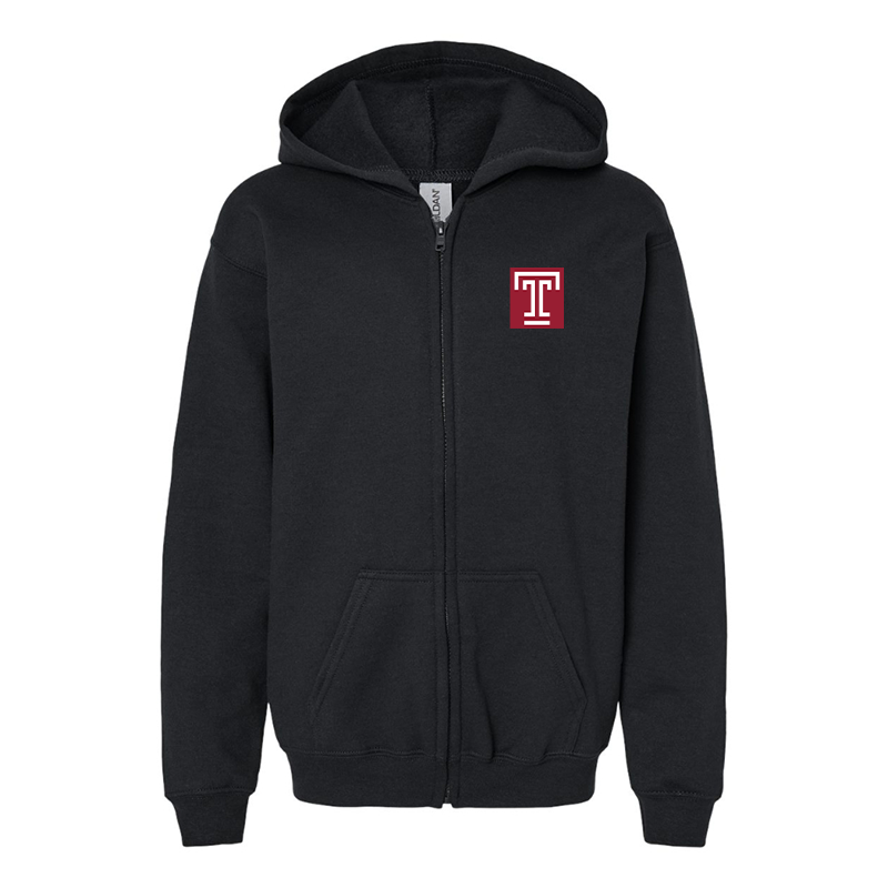 Gildan Heavy Blend Youth Temple Owls Full Zip Hooded Sweatshirt