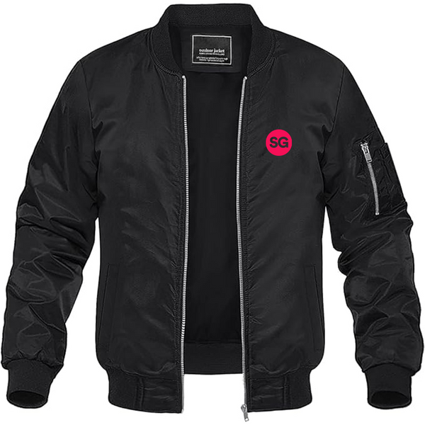 Men's Sofiagray Logo Lightweight Bomber Jacket Windbreaker Softshell Varsity Jacket Coat