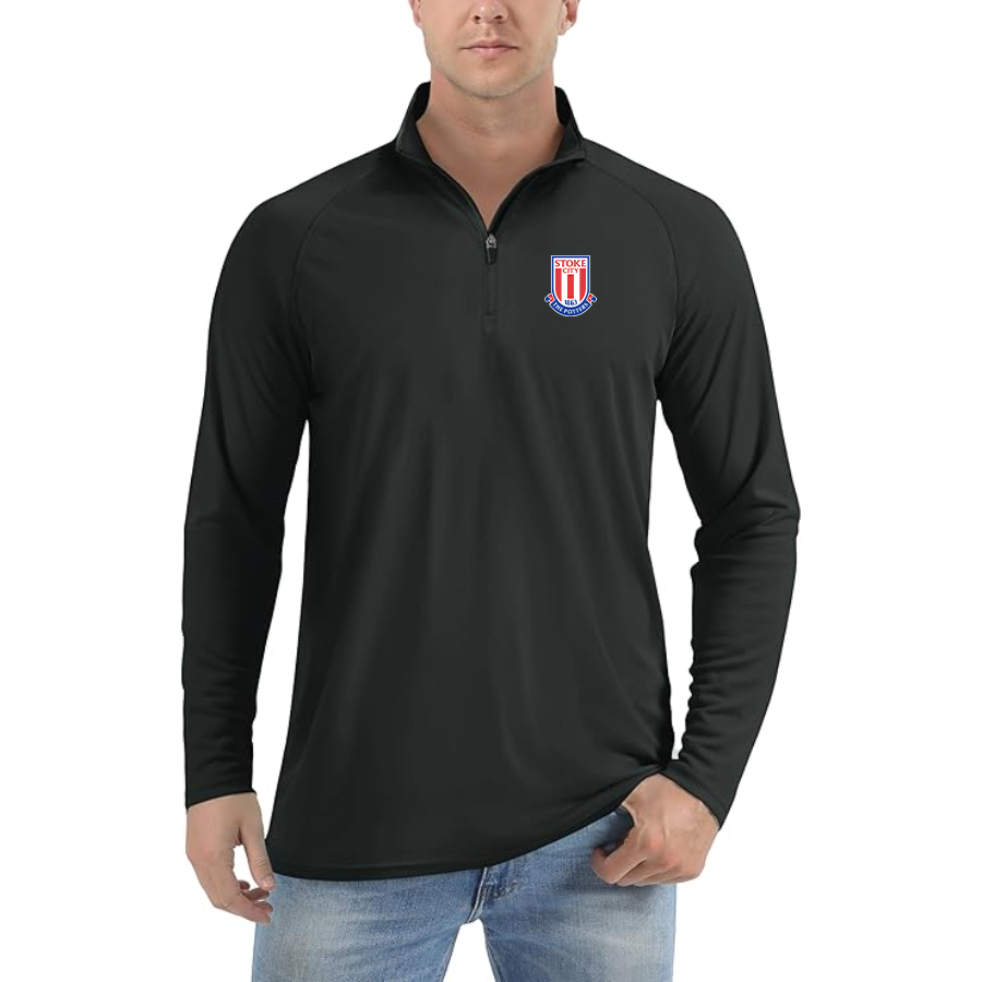 Men's Stoke City Soccer  Lightweight Quarter-Zip Athletic Shirt Long Sleeve