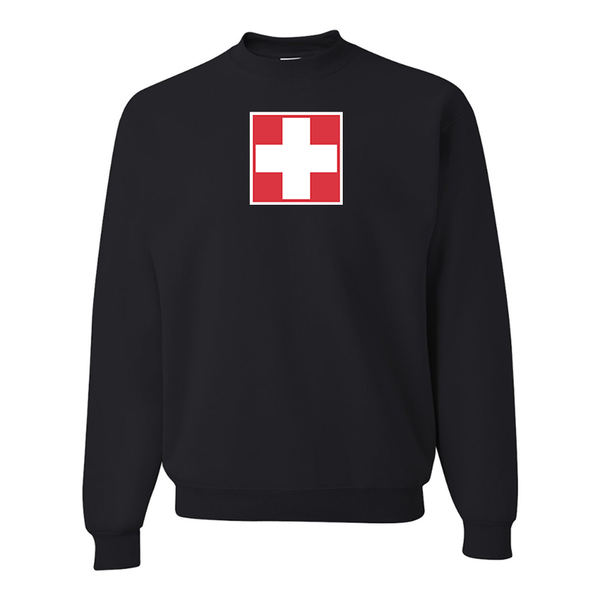 Men's Switzerland National Football Soccer Team   JERZEES NuBlend Crewneck Sweatshirt