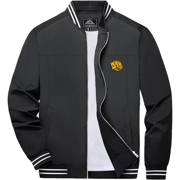 Men's  Arkansas PB Golden Lions Lightweight Zip-Up Bomber Jacket with Ribbed Collar and Cuffs Versatile Casual Outerwear