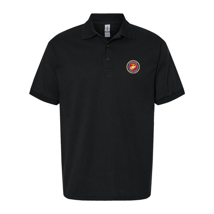 Men's USMC Emblem Dry Blend Jersey Polo - Black