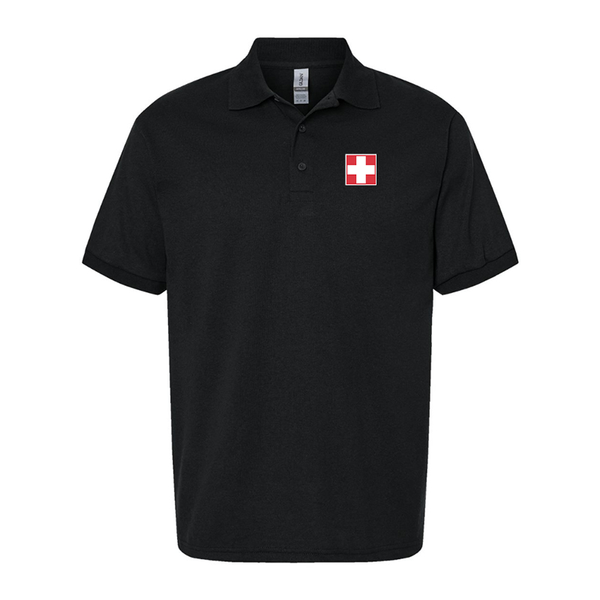 Men's Switzerland National Football Soccer Team Gildan Dry Blend Jersey Polo