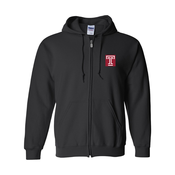 Men's Temple Owls Gildan  Heavy Blend Full Zip Hooded Sweatshirt