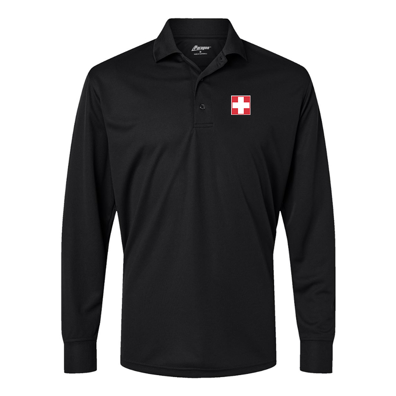 Men's Switzerland National Football Soccer Team Paragon Prescott Long Sleeve Polo