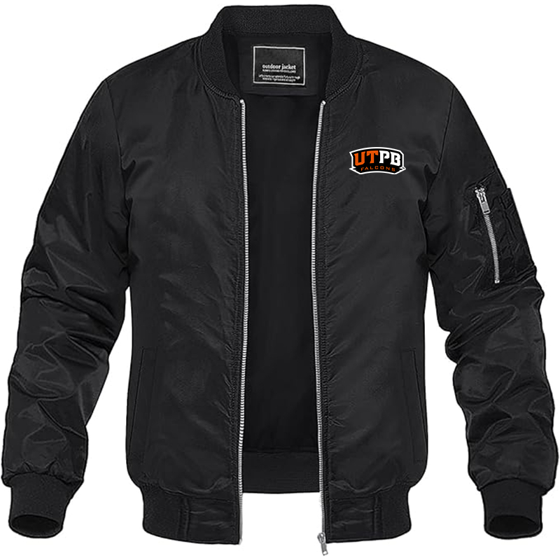 Men' UTRGV Vaqueros Lightweight Bomber Jacket Windbreaker Softshell Varsity Jacket Coat