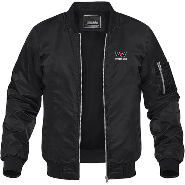 Men's Western Star Logo Lightweight Bomber Jacket Windbreaker Softshell Varsity Jacket Coat