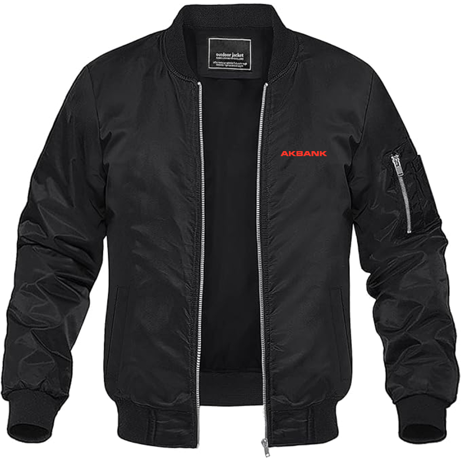 Men's Akbank Logo Lightweight Bomber Jacket Windbreaker Softshell Varsity Jacket Coat
