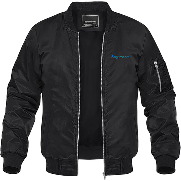 Men's Sagemcom Logo  Lightweight Bomber Jacket Windbreaker Softshell Varsity Jacket Coat