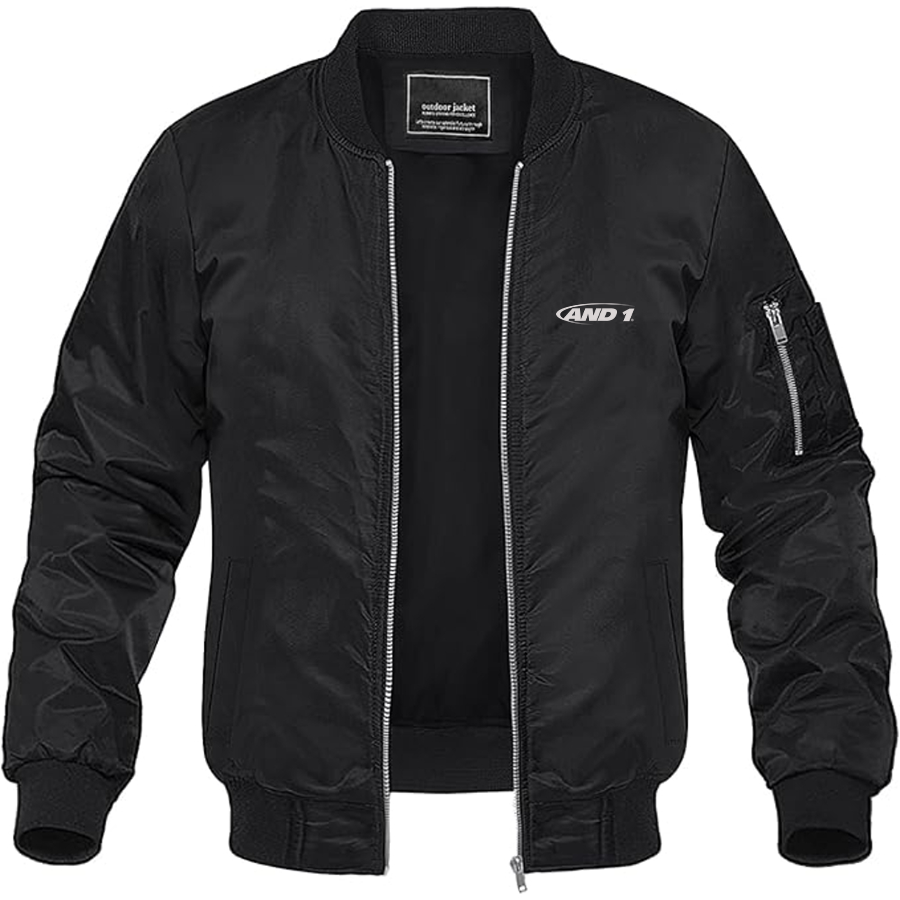 Men's AND1 Logo Lightweight Bomber Jacket Windbreaker Softshell Varsity Jacket Coat