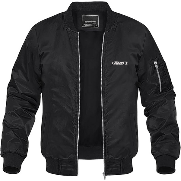 Men's AND1 Logo Lightweight Bomber Jacket Windbreaker Softshell Varsity Jacket Coat