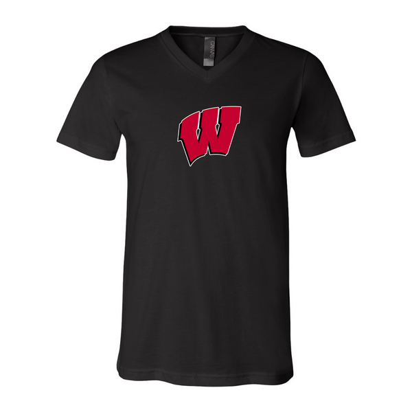 Wisconsin Badgers BELLA  CANVAS - Jersey V-Neck T-Shirt