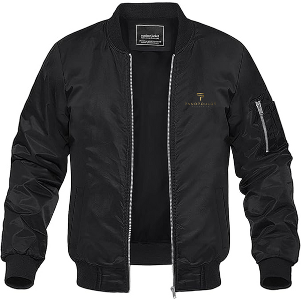 Men's Spyros Panopoulos Logo Lightweight Bomber Jacket Windbreaker Softshell Varsity Jacket Coat