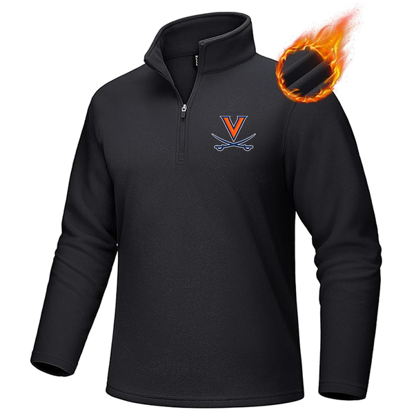 Men's Virginia Cavaliers  MAGCOMSEN Men_s Quarter-Zip Pullover Polar Fleece Sweatshirt Stand Collar Long Sleeve Shirt for Men Thermal Winter Fall