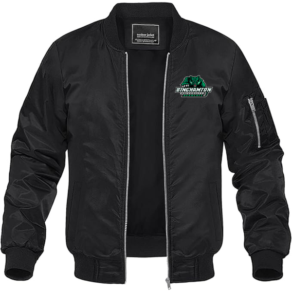 Men's  Binghamton Bearcats Lightweight Bomber Jacket Windbreaker Softshell Varsity Jacket Coat