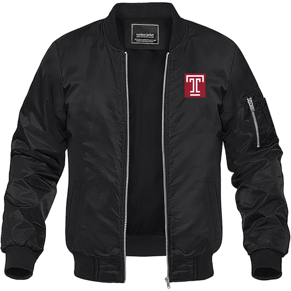 Men's Temple Owls Lightweight Bomber Jacket Windbreaker Softshell Varsity Jacket Coat