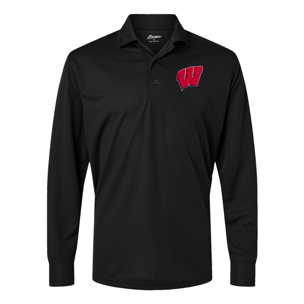 Men's  Wisconsin Badgers  Paragon Prescott Long Sleeve Polo