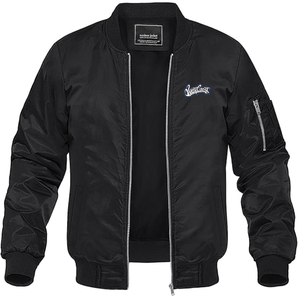 Men's West Coast Customs Logo Lightweight Bomber Jacket Windbreaker Softshell Varsity Jacket Coat