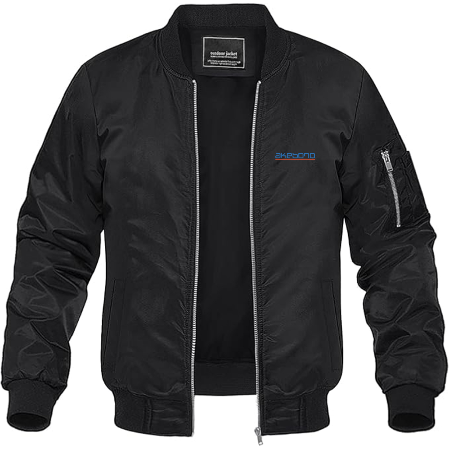 Men's Akebono Logo Lightweight Bomber Jacket Windbreaker Softshell Varsity Jacket Coat