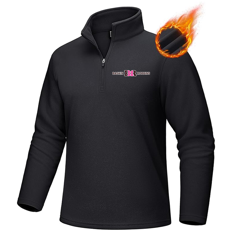 Men's Baskin-Rоbbins MAGCOMSEN Men_s Quarter-Zip Pullover Polar Fleece Sweatshirt Stand Collar Long Sleeve Shirt for Men Thermal Winter Fall