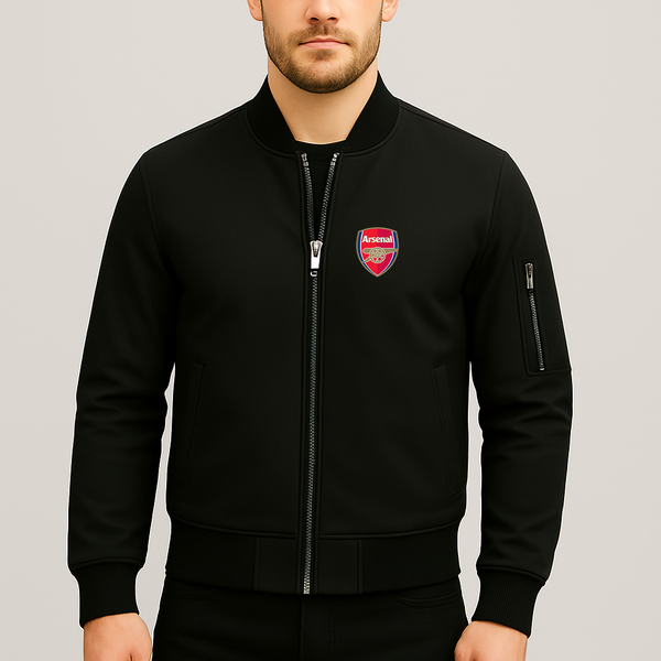 Men's Arsenal Soccer Lightweight Bomber Jacket Windbreaker Softshell Varsity Jacket Coat