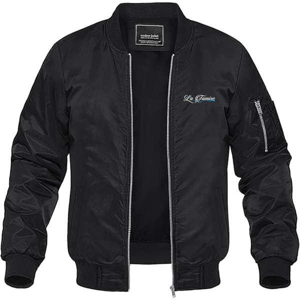 Men's La Tamise Logo Lightweight Bomber Jacket Windbreaker Softshell Varsity Jacket Coat