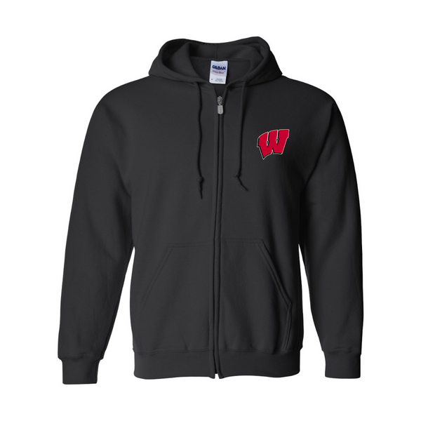 Men's  Wisconsin Badgers JERZEES NuBlend Full-Zip Hooded Sweatshirt