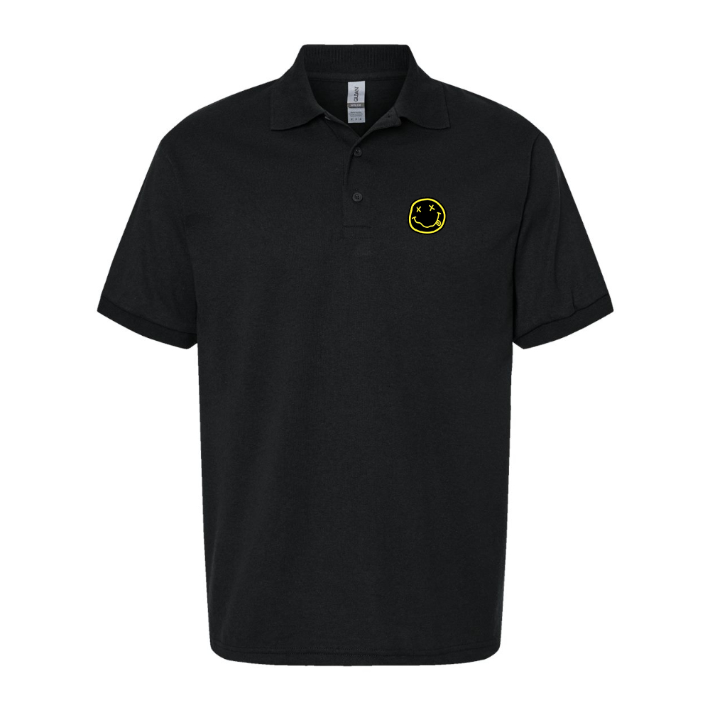 Men's Nirvana Yellow and Black Face Dry Blend Jersey Polo - Black